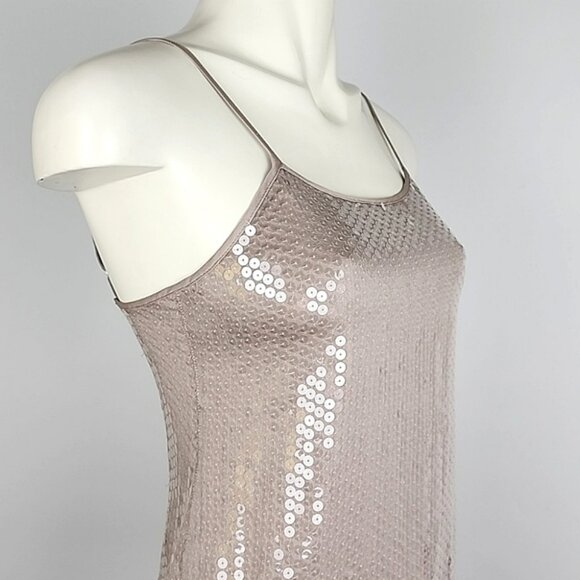 NWT Rozae Nichols No Dart Cami Oyster Taupe Sequined Size XS - Picture 3 of 16